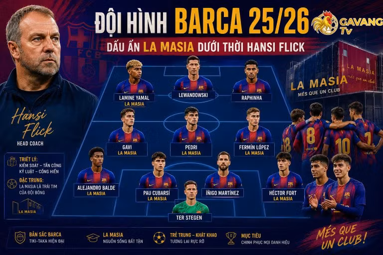Đội hình Barca 25/26: Dấu ấn La Masia dưới thời Hansi Flick