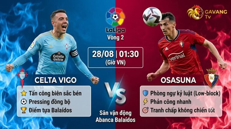 Ảnh bìa nhận định trận đấu Celta Vigo vs Osasuna lúc 01h30 ngày 28/8 tại vòng 2 La Liga trên Gavang TV.