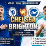 Ảnh bìa nhận định trận đấu Chelsea vs Brighton vòng 2 Ngoại hạng Anh 2026/27 với sự góp mặt của Cole Palmer và Jack Hinshelwood.