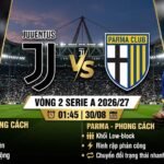 Ảnh bìa nhận định trận đấu Juventus vs Parma vòng 2 Serie A 2026/27, phân tích chiến thuật và trực tiếp bóng đá trên Gavang TV.